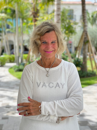 CHENILLE WHITE VACA CREW SWEATER