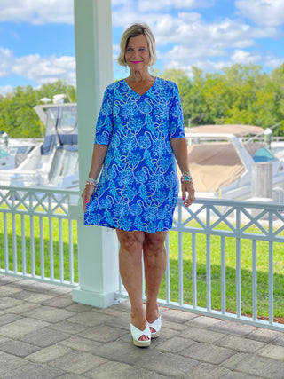 AQUA LANE ELBOW  SLEEVE DRESS
