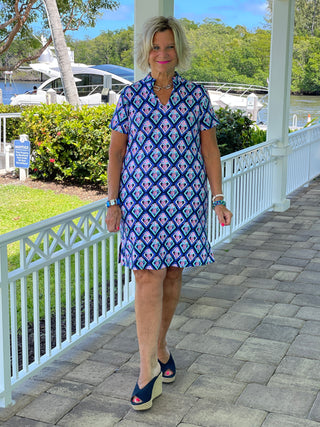 PINEAPPLE VACA SHORT SLEEVE DRESS