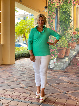 MINT 3/25 SLEEVE RUFFLE TOP