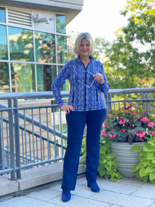 SAVANNA BLUE FULL ZIPPER TOP