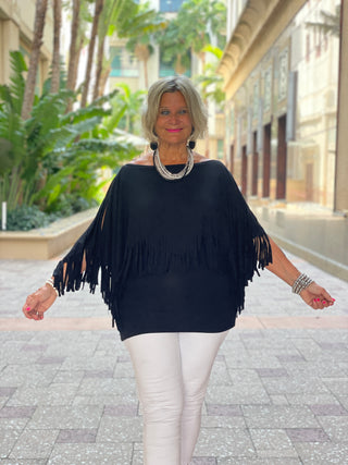 BLACK FRINGE TOP