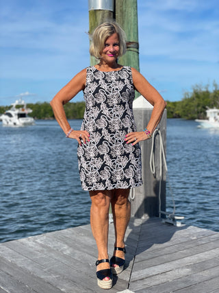 NAUTICAL  LANE SHIFT DRESS - Cathys Place