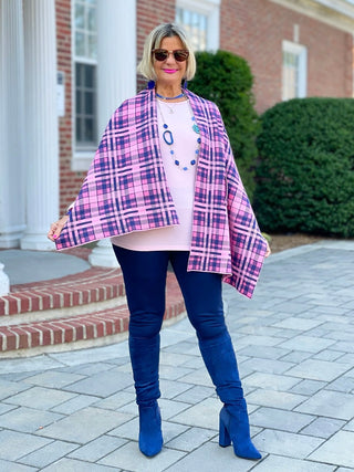 KATIE BLUE PLAID WRAP