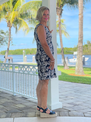 NAUTICAL  LANE SHIFT DRESS - Cathys Place