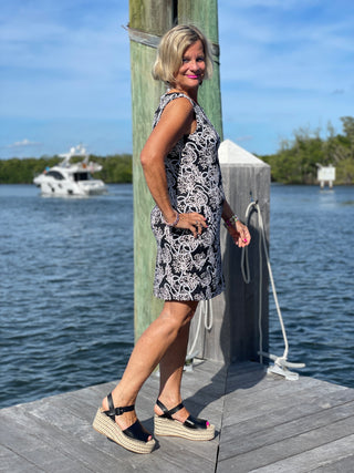 NAUTICAL  LANE SHIFT DRESS - Cathys Place