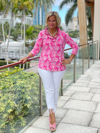 PINK LANE 3/25 SLEEVE RUFFLE
