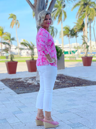 PINK LANE V-NECK TOP - Cathys Place