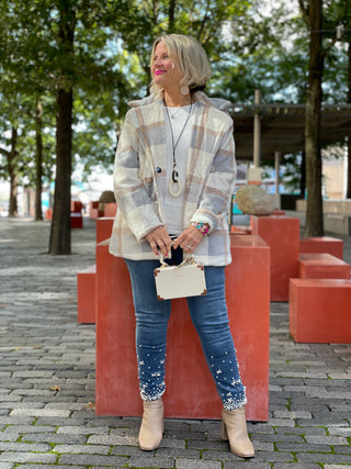 SNOW PLAID FAUX  FUR JACKET OR COAT - Cathys Place