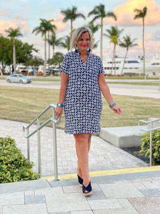 BRIGHTEN BLUE SHORT SLEEVE DRESS