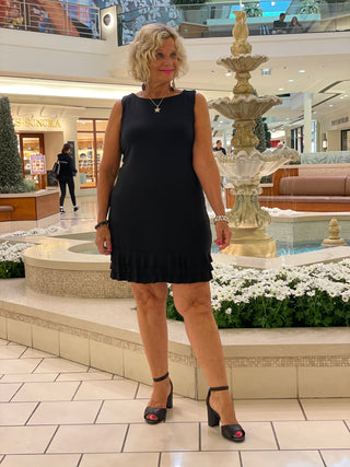 SIERRA BLACK SHIFT RUFFLE DRESS