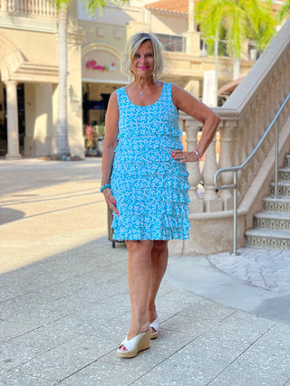 OCEAN MILE LAYERED RUFFLE DRESS