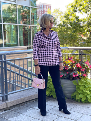 PINK HOUNDSTOOTH RUFFLE - Cathys Place
