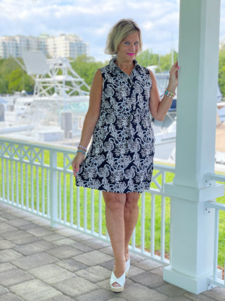 NAUTICAL LANE COLLAR DRESS - Cathys Place