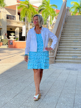 OCEAN MILE LAYERED RUFFLE DRESS