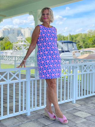 PINK STARFISH BEACH SHIFT DRESS