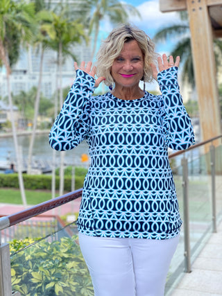 MELINA BLUE THUMB HOLE TOP