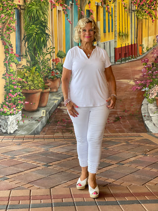 WHITE SHORT SLEEVE TOP