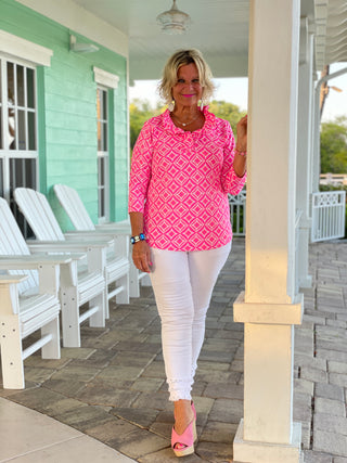 PINK DIAMONDS RUFFLE TOP