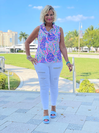 PINK PINEAPPLE DREAM SLEEVELESS RUFFLE - Cathys Place