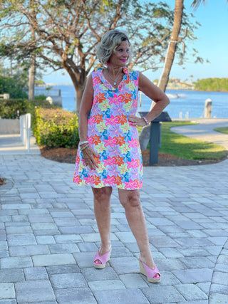 PALM BEACH GARDEN RUFFLE DRESS