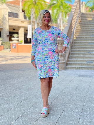 TIKI HUT ESCAPE SLEEVE DRESS