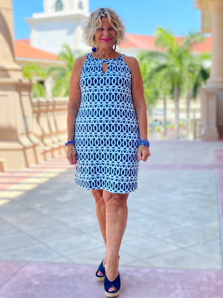 MELINA BLUE KEYHOLE DRESS