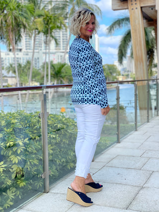 MELINA BLUE THUMB HOLE TOP