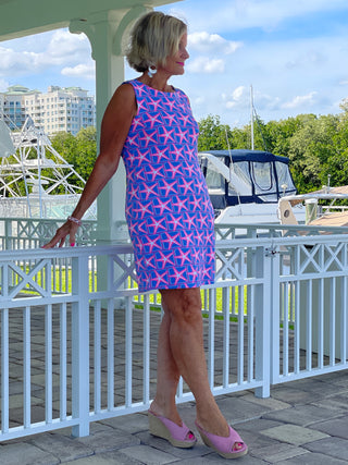 PINK STARFISH BEACH SHIFT DRESS