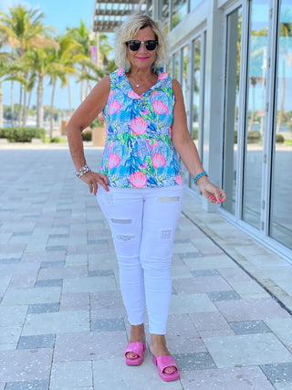 SEASHELL BEACH SLEEVELESS RUFFLE