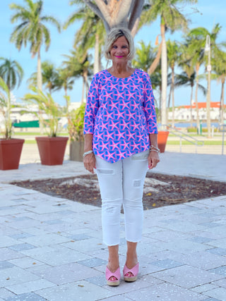 PINK STARFISH BEACH ASYMMETRIC TOP