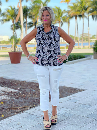 NAUTICAL LANE SLEEVELESS RUFFLE - Cathys Place