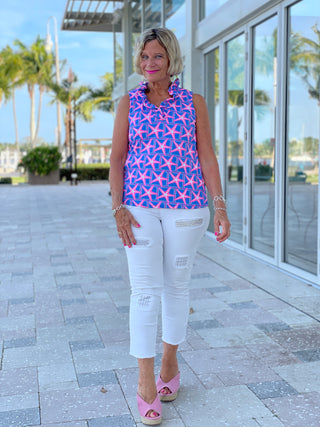 PINK STARFISH BEACH SLEEVELESS RUFFLE