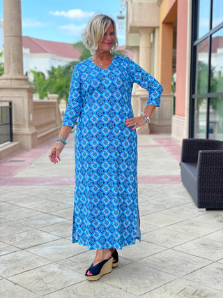 BAHAMA BLUE TURTLE ELBOW MAXI