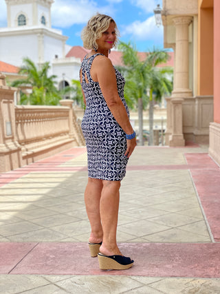 BRIGHTEN BLUE HALTER DRESS