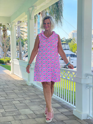 PALM TREE SIESTA RUFFLE DRESS