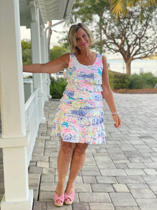 POST CARDS OF LOVE LAYERED RUFFLE DRESS