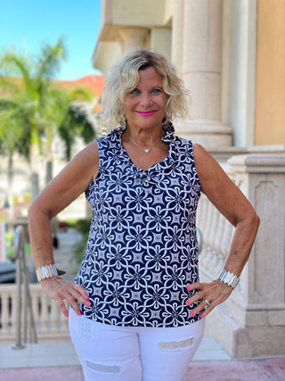 BRIGHTEN BLUE SLEEVELESS RUFFLE - Cathys Place
