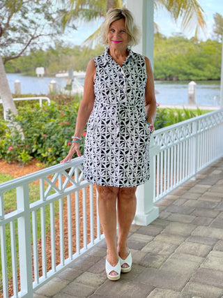 BLACK AND BEIGE COLLAR DRESS