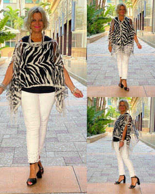 BLACK AND WHITE 7 WAY SCARF