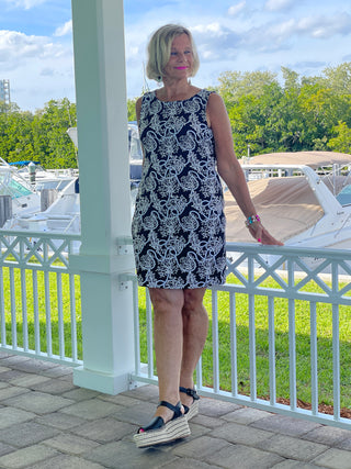 NAUTICAL  LANE SHIFT DRESS - Cathys Place
