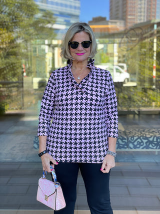 PINK HOUNDSTOOTH RUFFLE - Cathys Place