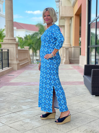 BAHAMA BLUE TURTLE ELBOW MAXI