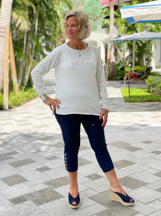 CHENILLE WHITE VACA CREW SWEATER