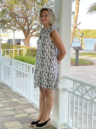 BLACK AND BEIGE RUFFLE DRESS - Cathys Place