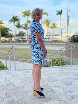 MELINA BLUE SHORT SLEEVE DRESS