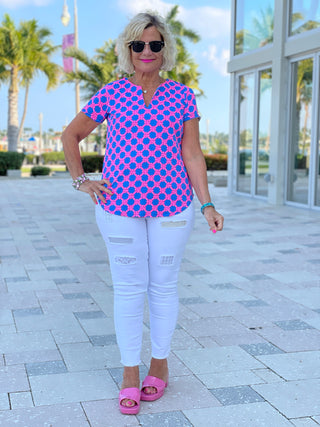 PINK SPADE SHORT SLEEVE TOP - Cathys Place