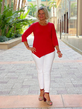 NAUTICAL RED ASYMMETICAL TOP