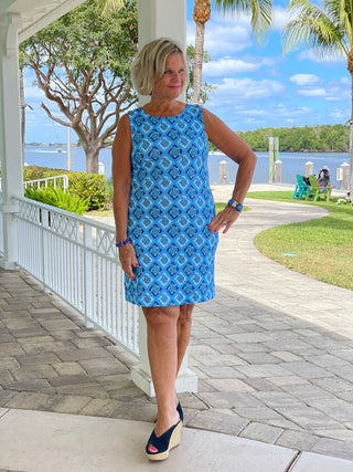 BAHAMA BLUE SHIFT DRESS