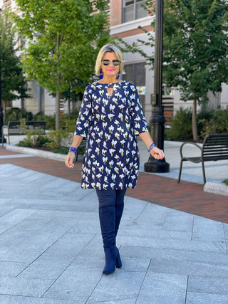 LULU-B KEYHOLE NAVY DREAMING DRESS